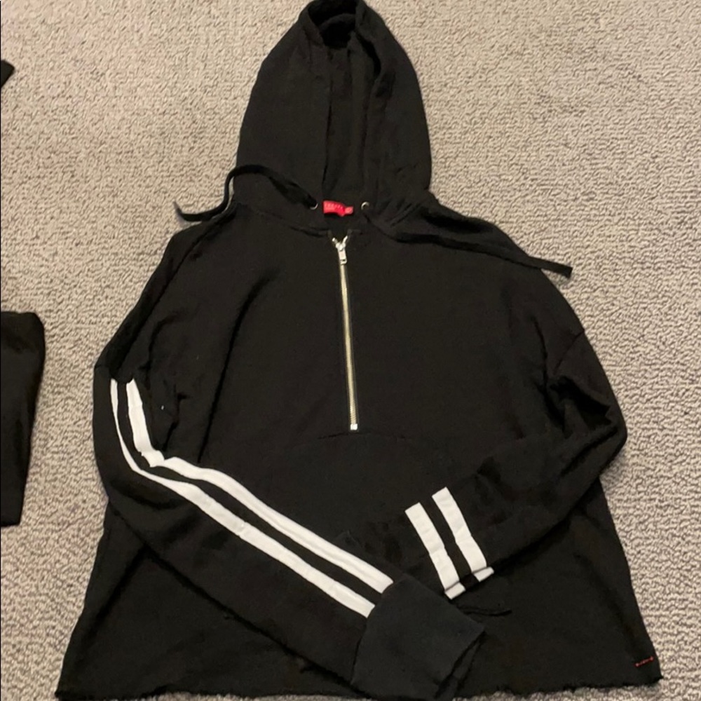 N.philanthropy hooded half zip striped sweatshirt